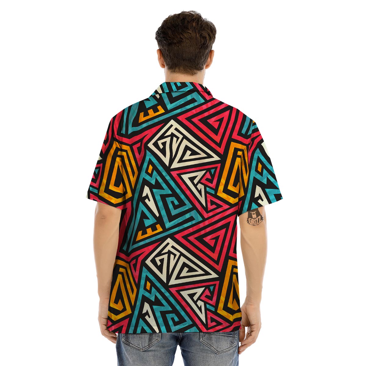 Graffiti geometric seamless pattern Men’s Hawaiian Shirt-grizzshop