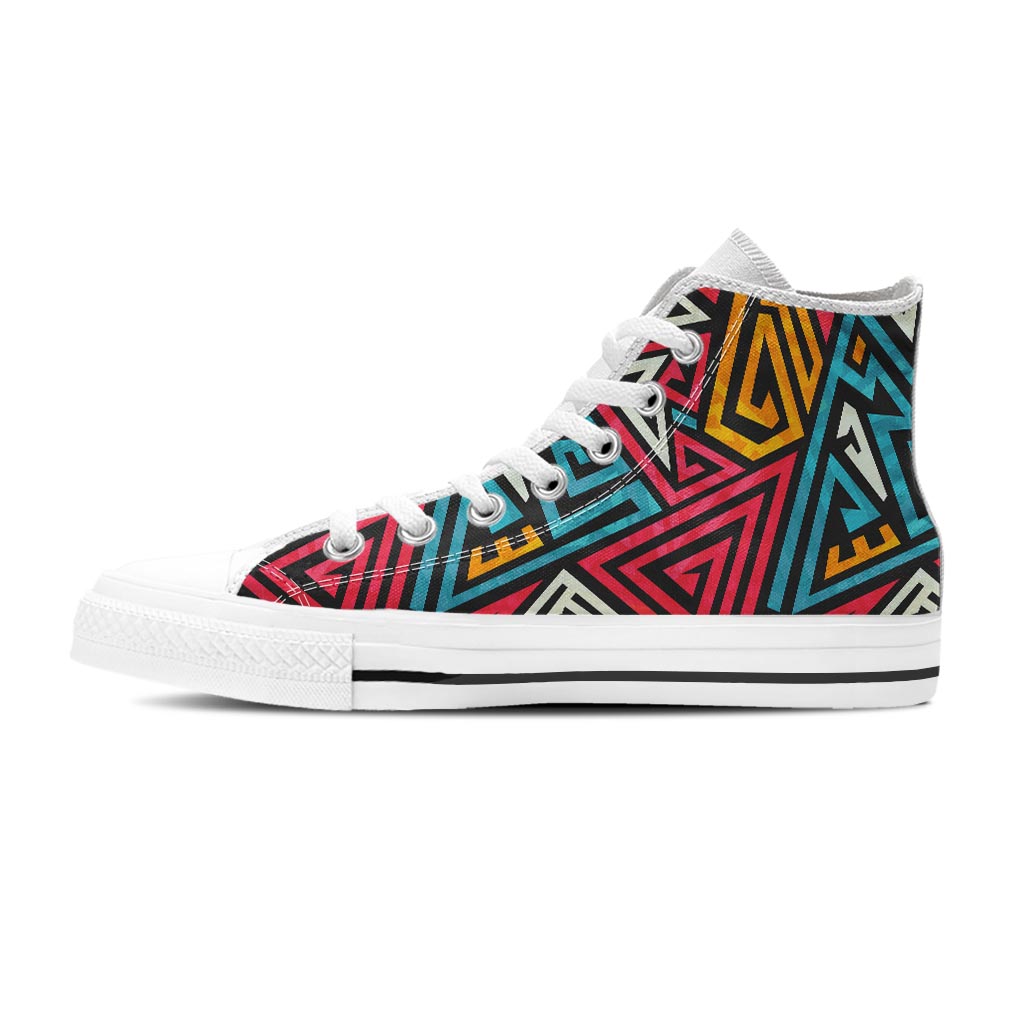 Graffiti geometric seamless pattern Men's High Top Shoes-grizzshop