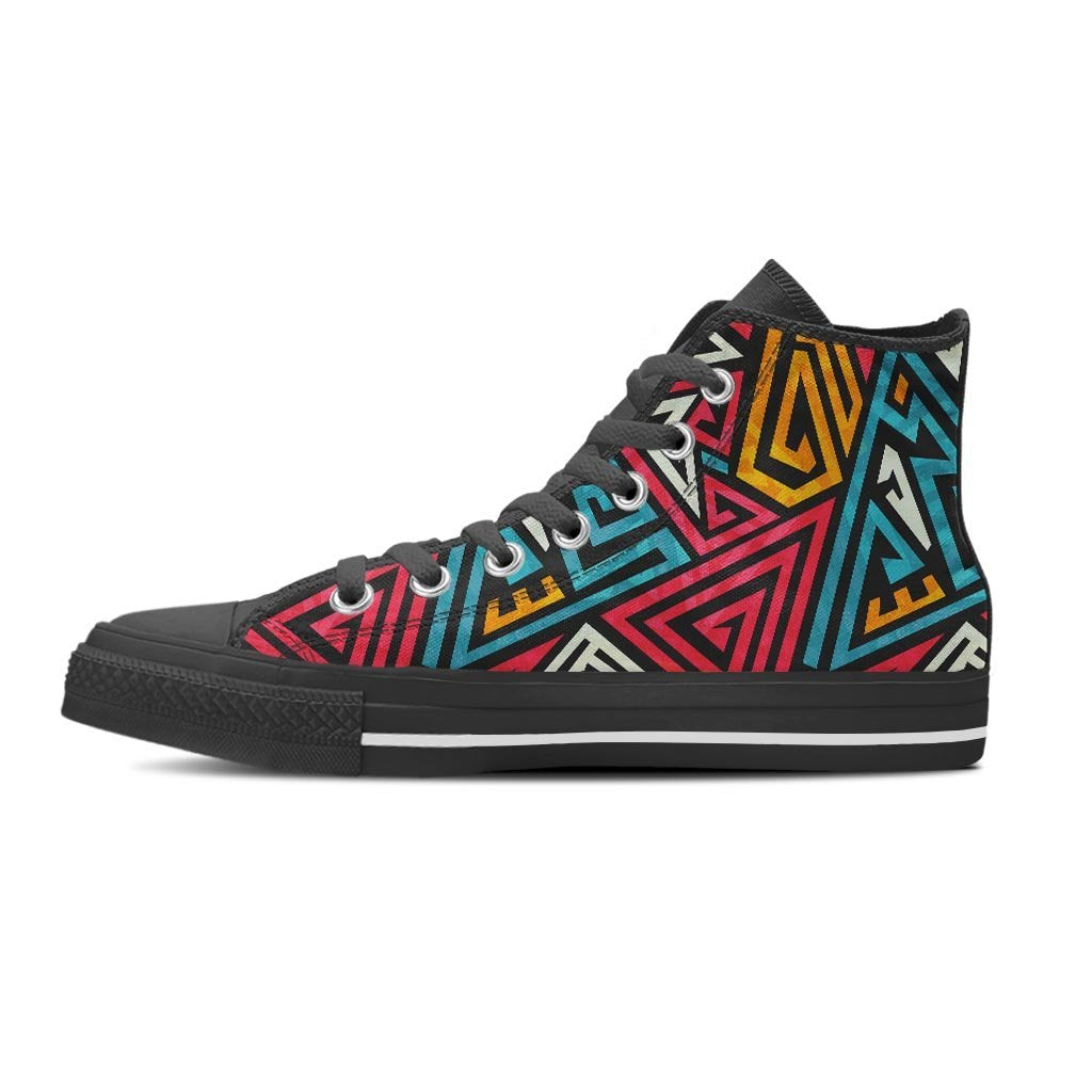 Graffiti geometric seamless pattern Men's High Top Shoes-grizzshop