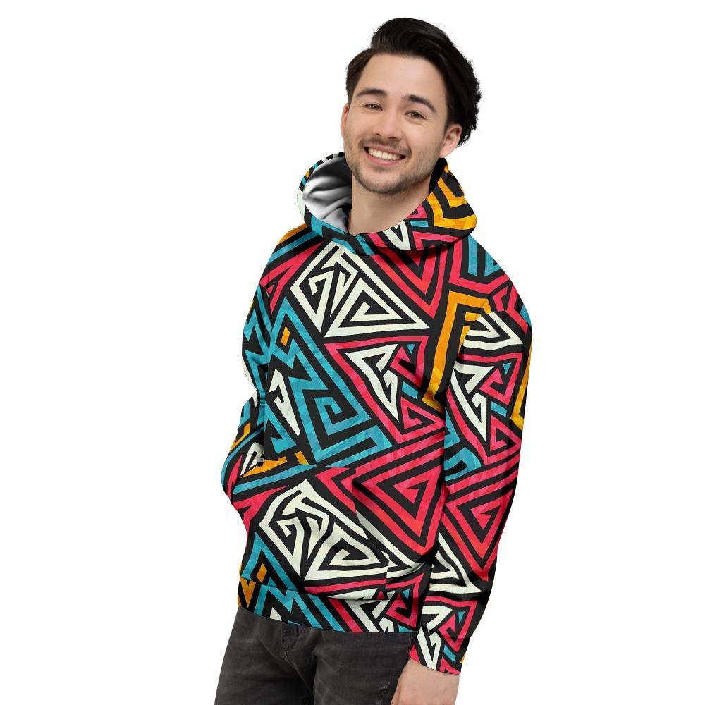 Graffiti geometric seamless pattern Men's Hoodie-grizzshop