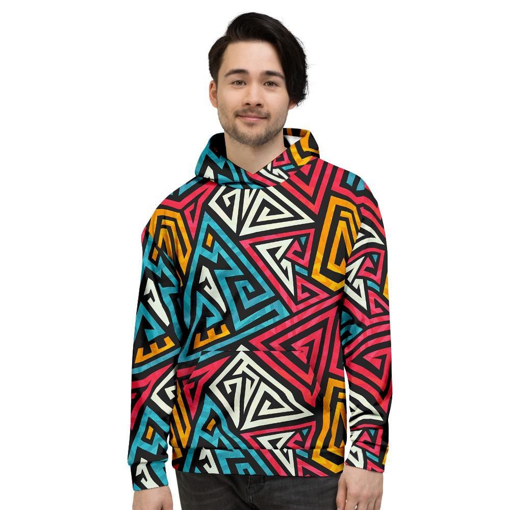 Graffiti geometric seamless pattern Men's Hoodie-grizzshop