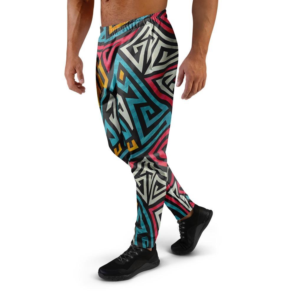 Graffiti geometric seamless pattern Men's Joggers-grizzshop