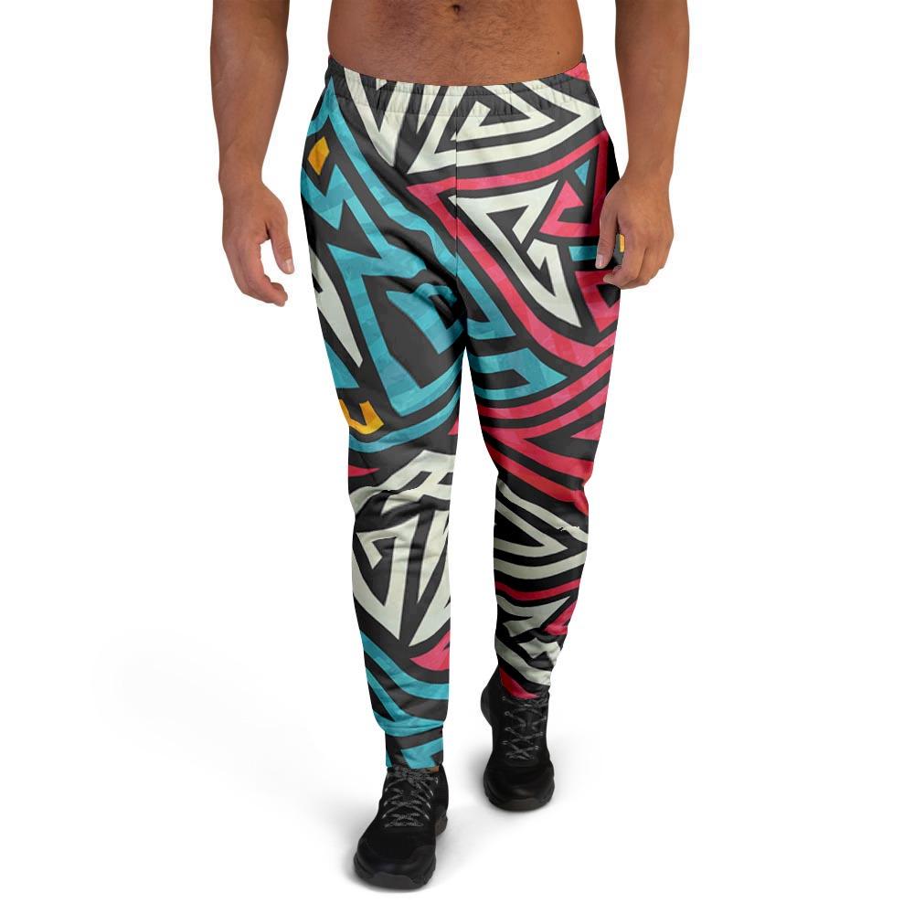 Graffiti geometric seamless pattern Men's Joggers-grizzshop