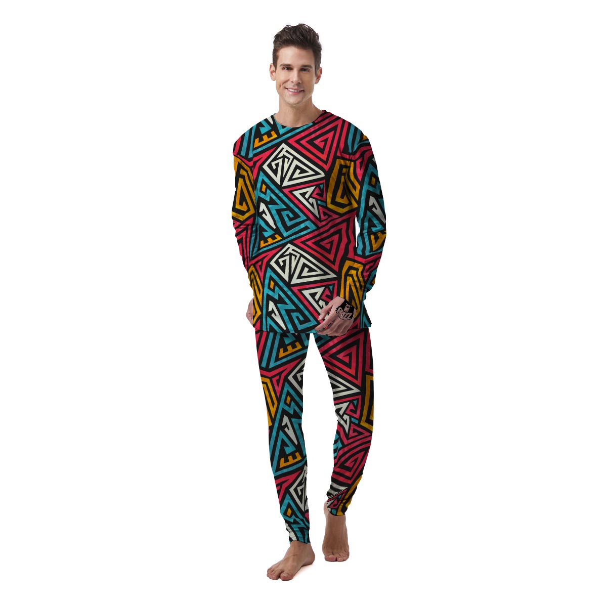 Graffiti geometric seamless pattern Men's Pajamas-grizzshop