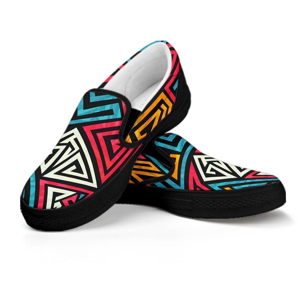 Graffiti geometric seamless pattern Men's Slip On Sneakers-grizzshop