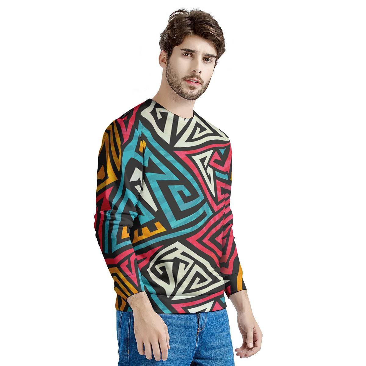 Graffiti geometric seamless pattern Men's Sweatshirt-grizzshop