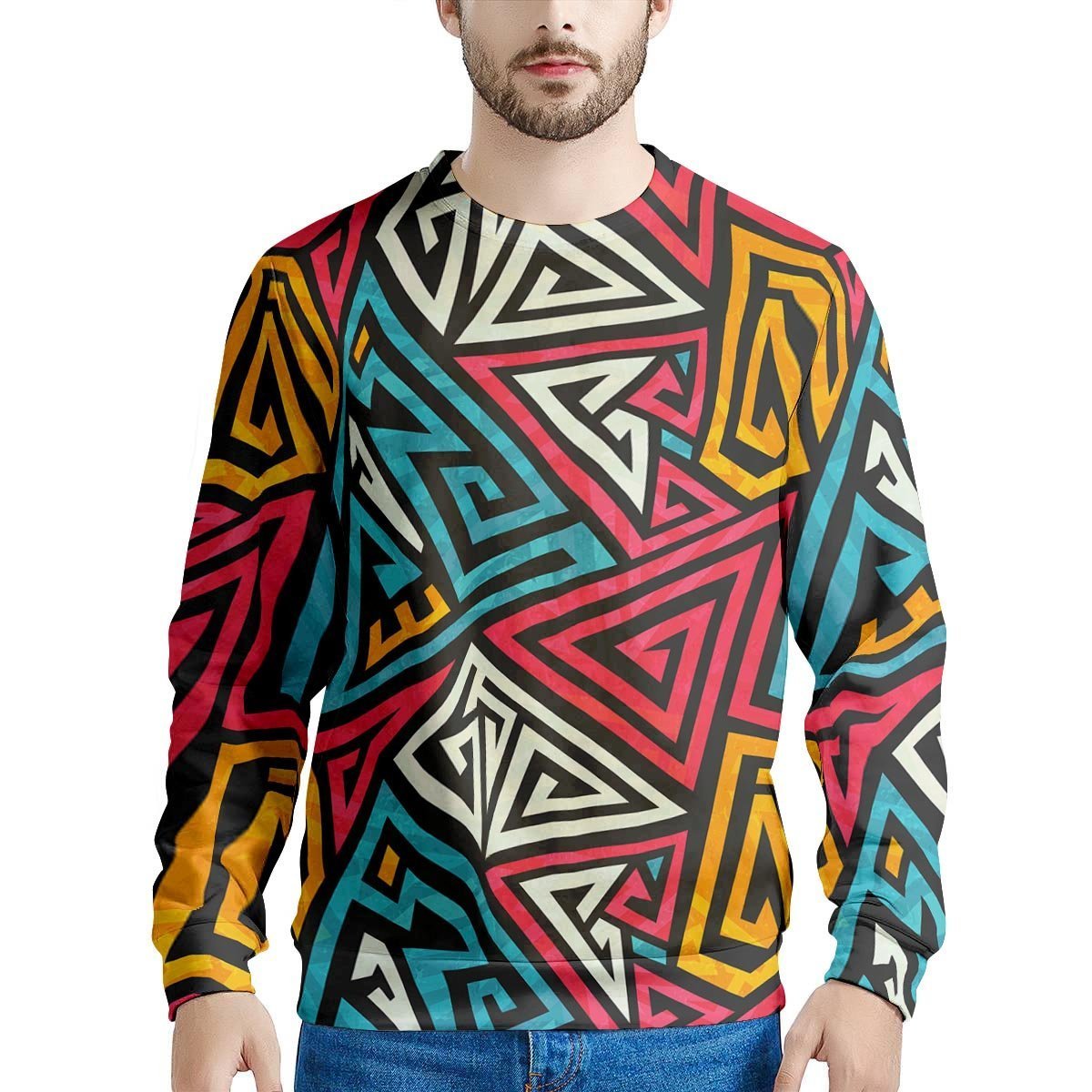 Graffiti geometric seamless pattern Men's Sweatshirt-grizzshop