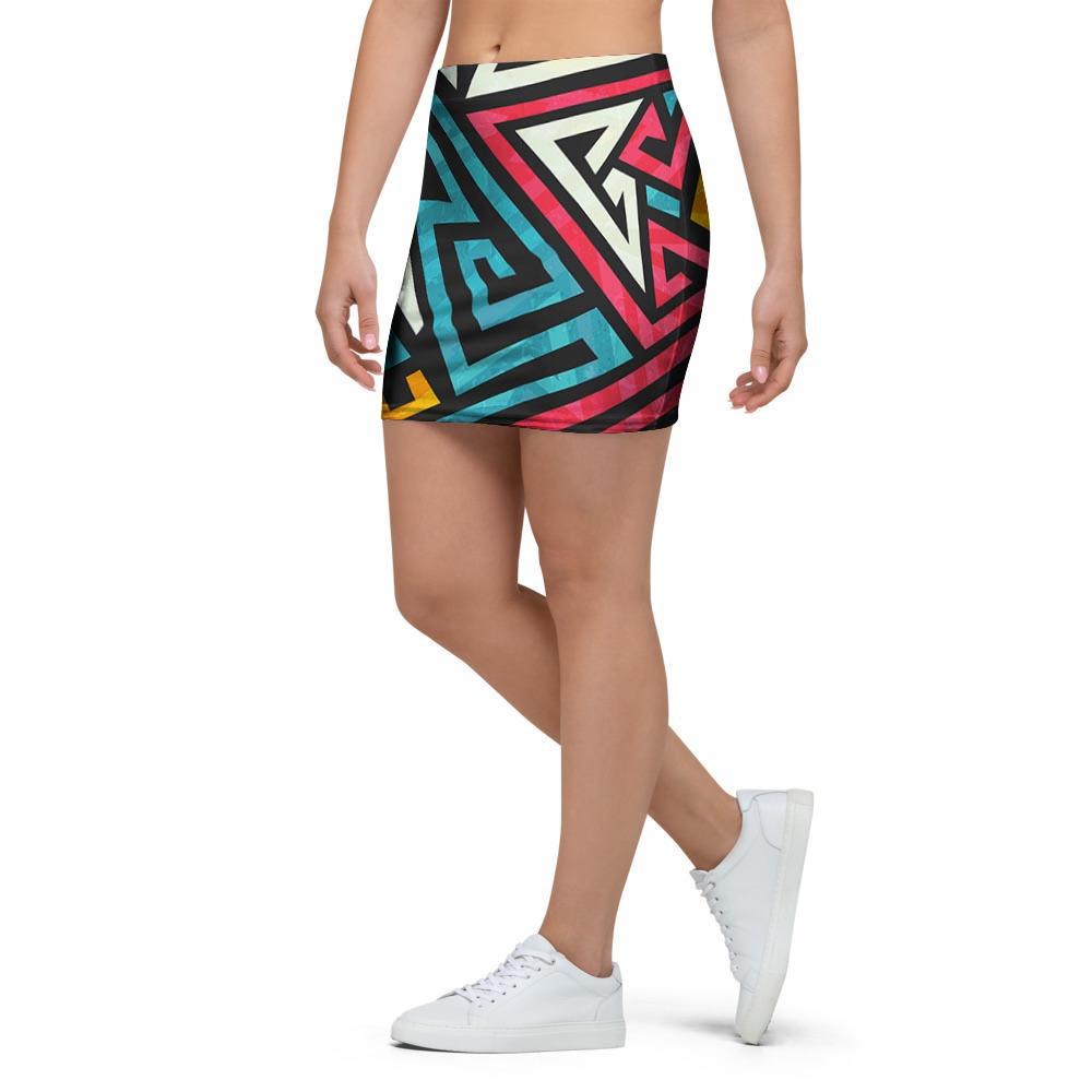 Graffiti geometric seamless pattern Mini Skirt-grizzshop