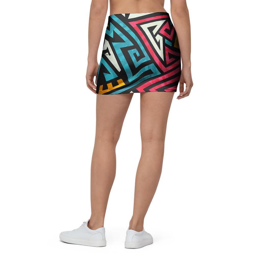 Graffiti geometric seamless pattern Mini Skirt-grizzshop