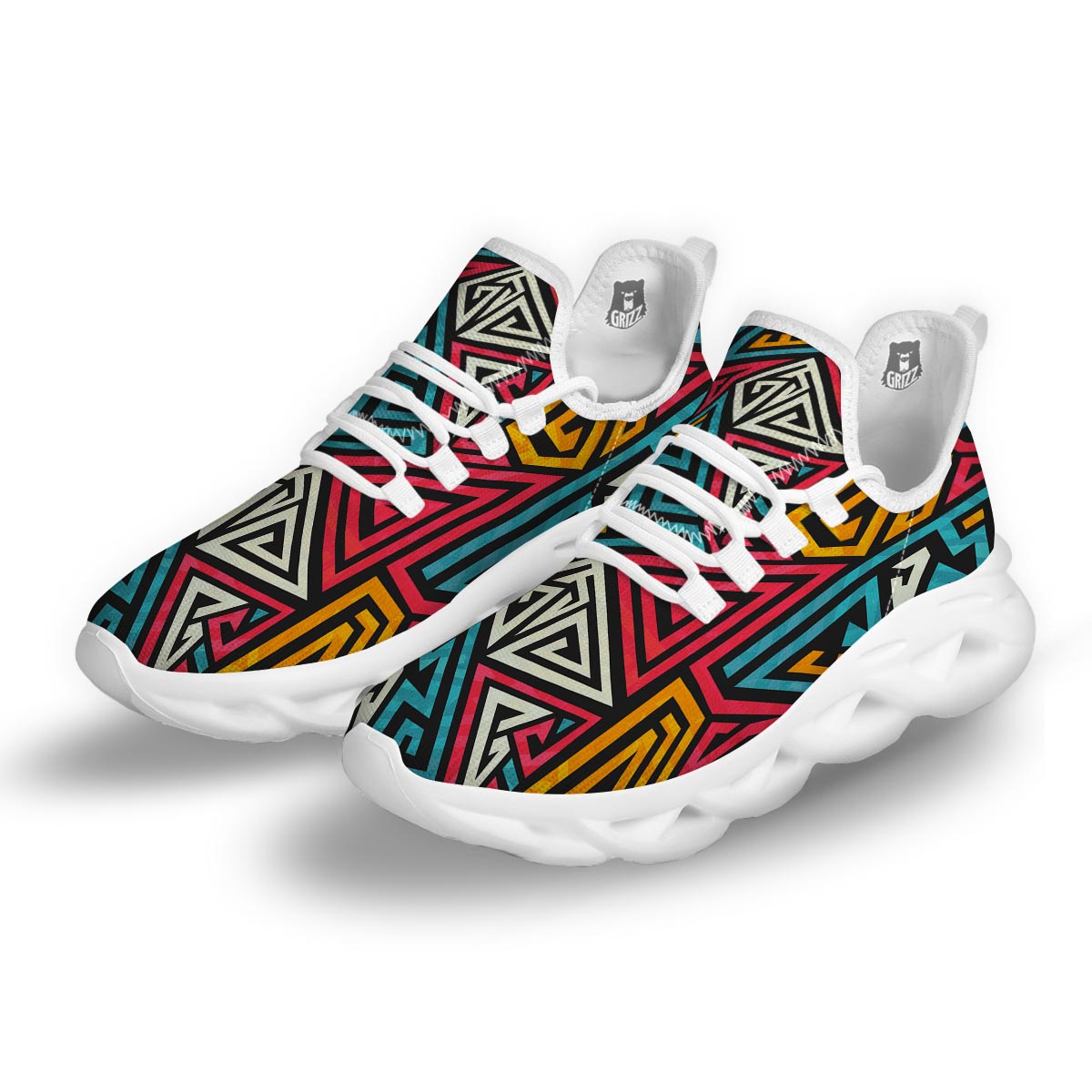 Graffiti geometric seamless pattern White Running Shoes-grizzshop