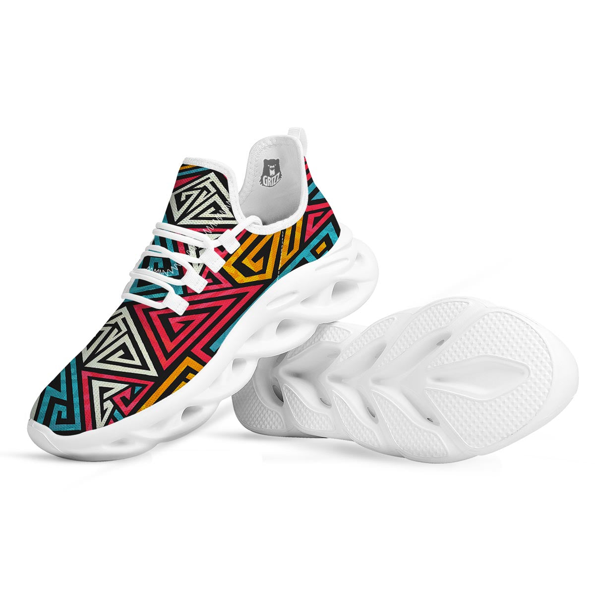 Graffiti geometric seamless pattern White Running Shoes-grizzshop