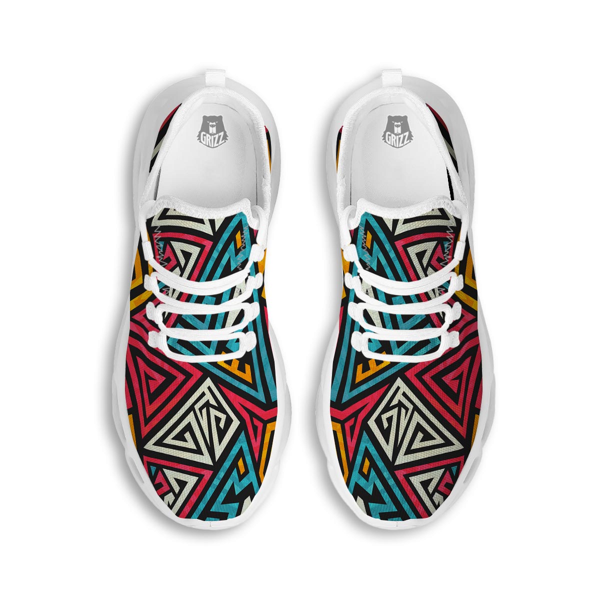 Graffiti geometric seamless pattern White Running Shoes-grizzshop