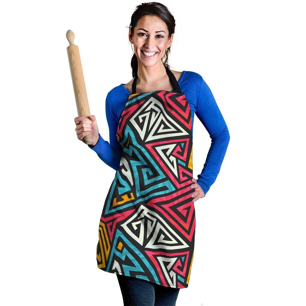 Graffiti geometric seamless pattern Women's Apron-grizzshop