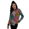 Graffiti geometric seamless pattern Women's Bomber Jacket-grizzshop