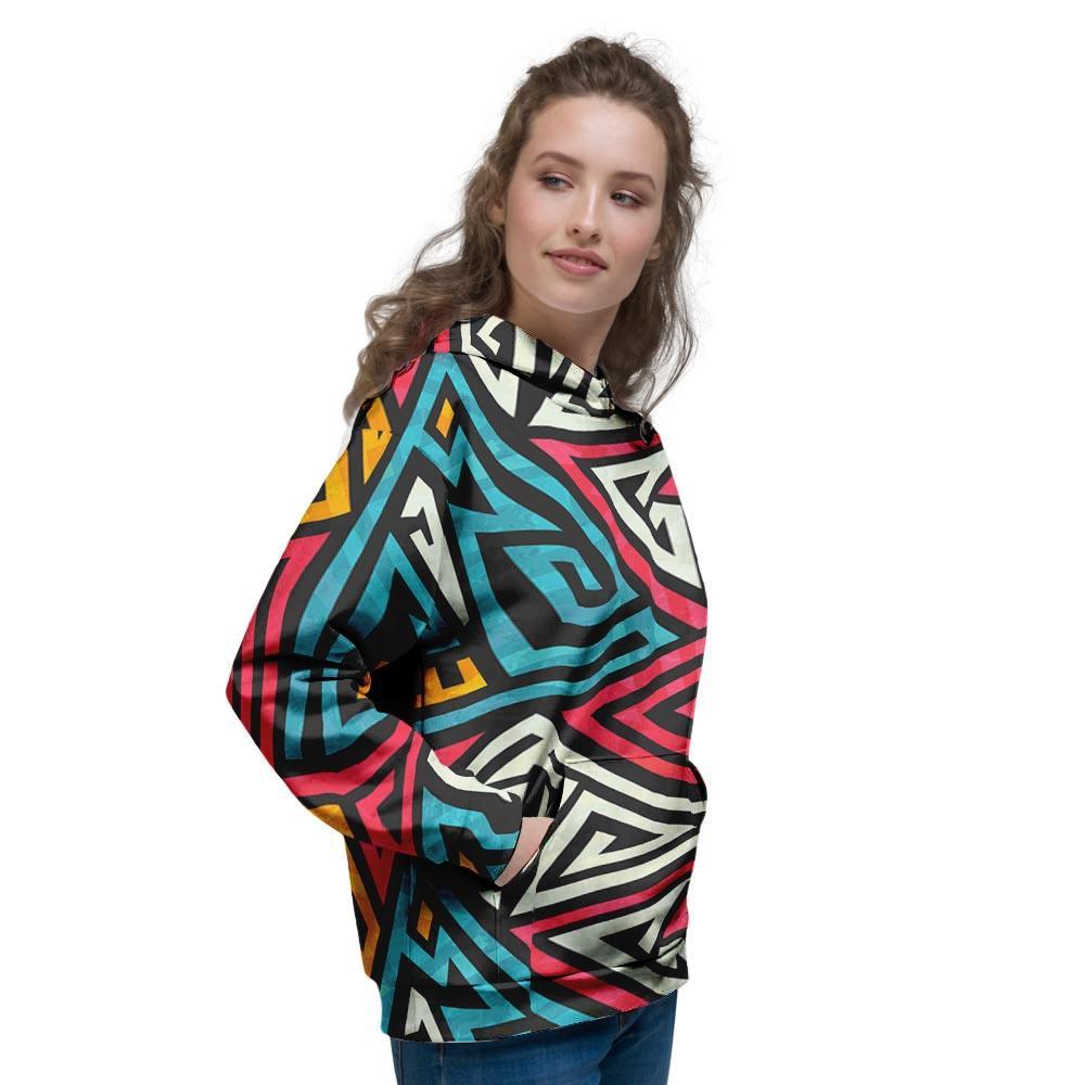 Graffiti geometric seamless pattern Women's Hoodie-grizzshop