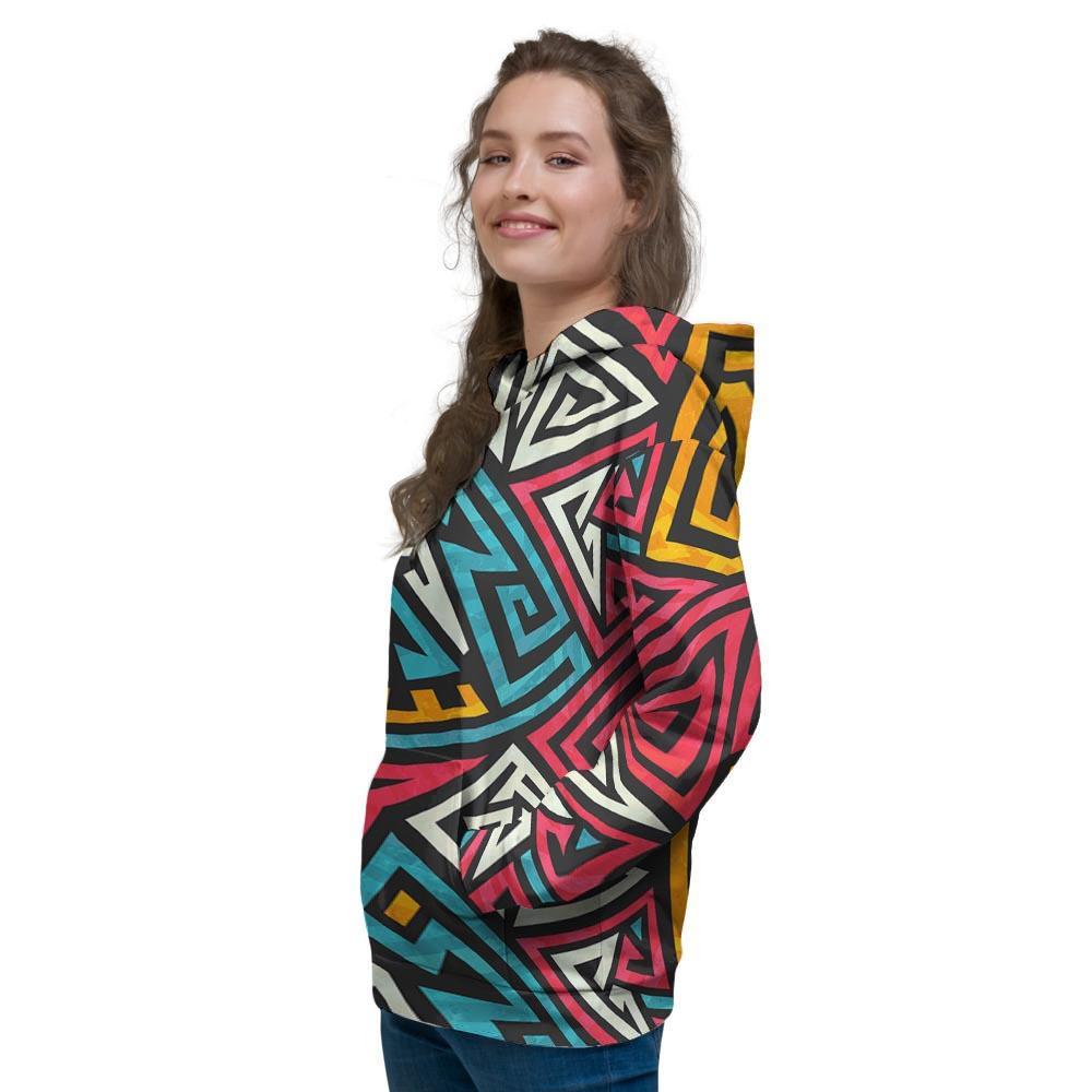 Graffiti geometric seamless pattern Women's Hoodie-grizzshop