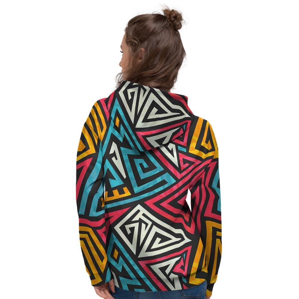 Graffiti geometric seamless pattern Women's Hoodie-grizzshop