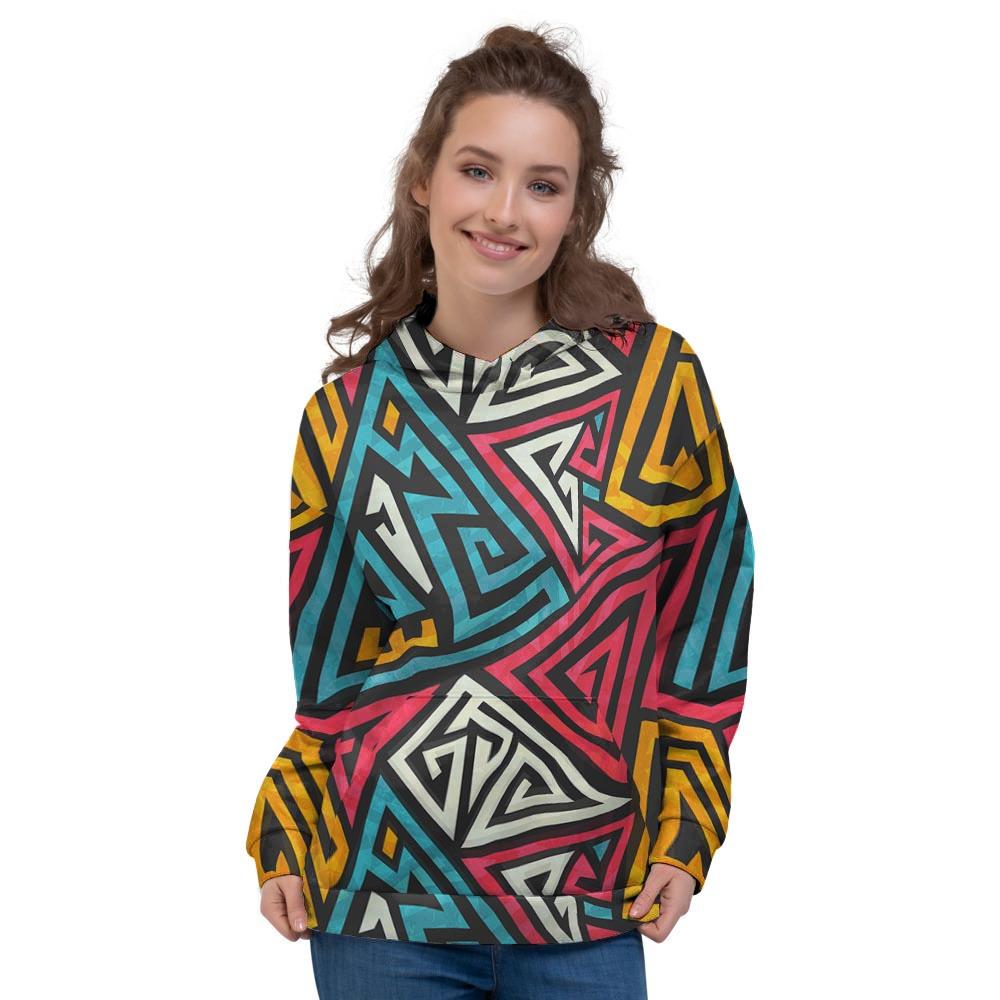 Graffiti geometric seamless pattern Women's Hoodie-grizzshop