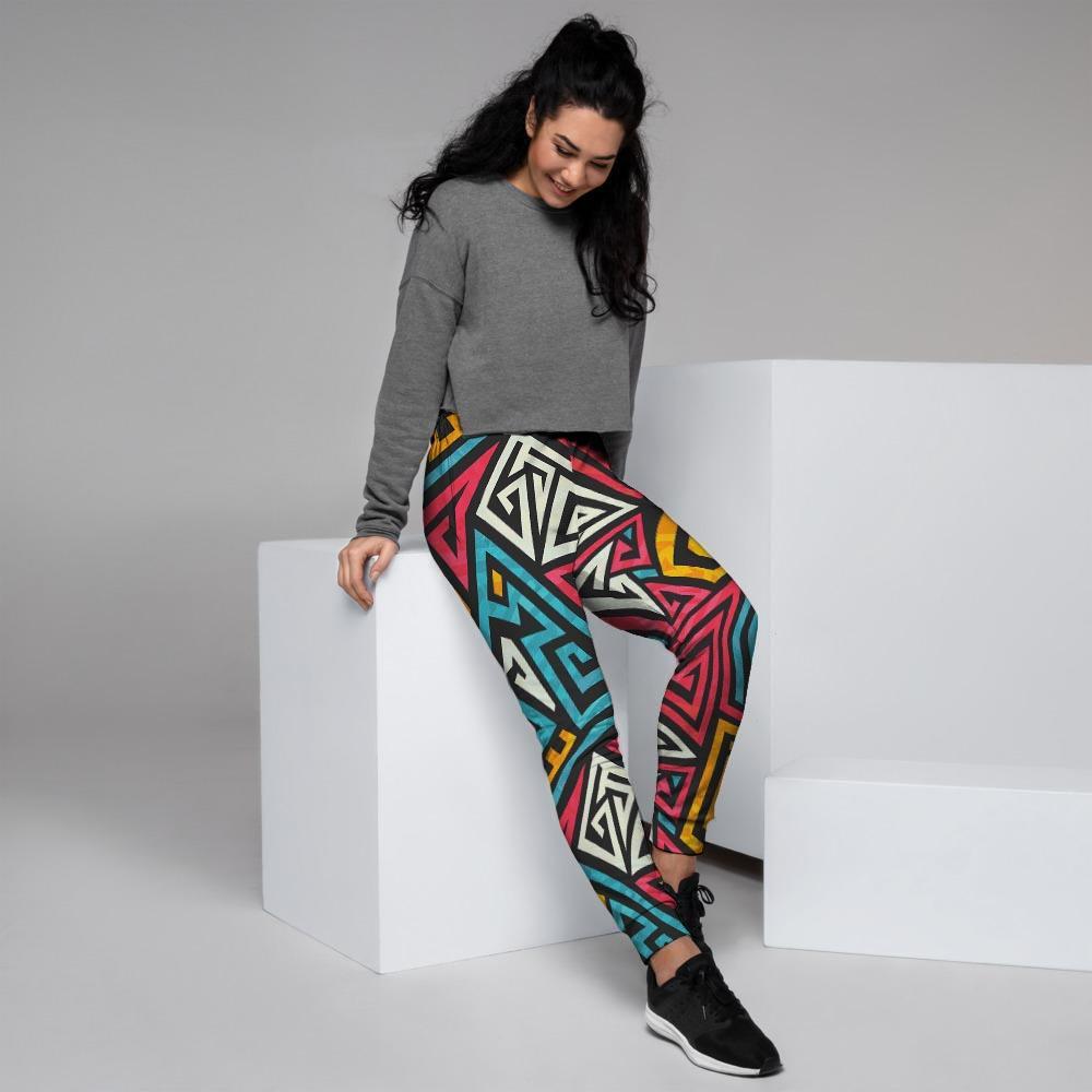 Graffiti geometric seamless pattern Women's Joggers-grizzshop