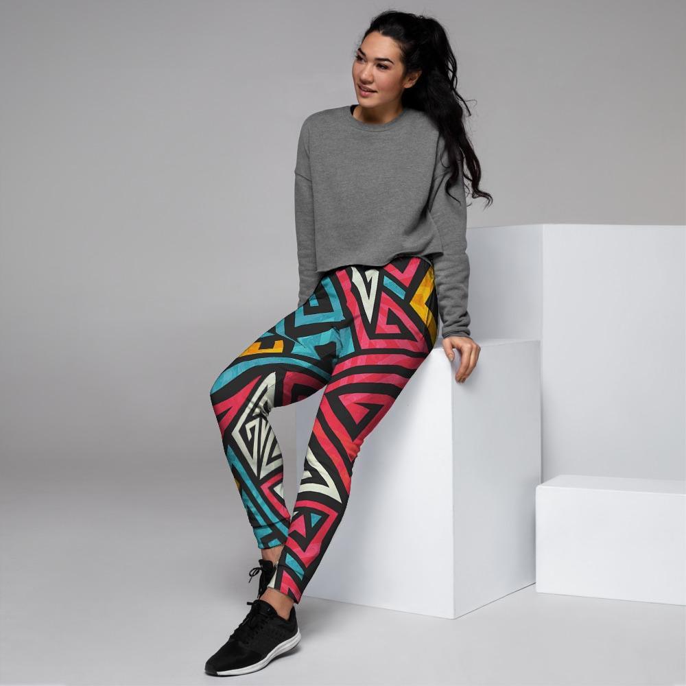 Graffiti geometric seamless pattern Women's Joggers-grizzshop