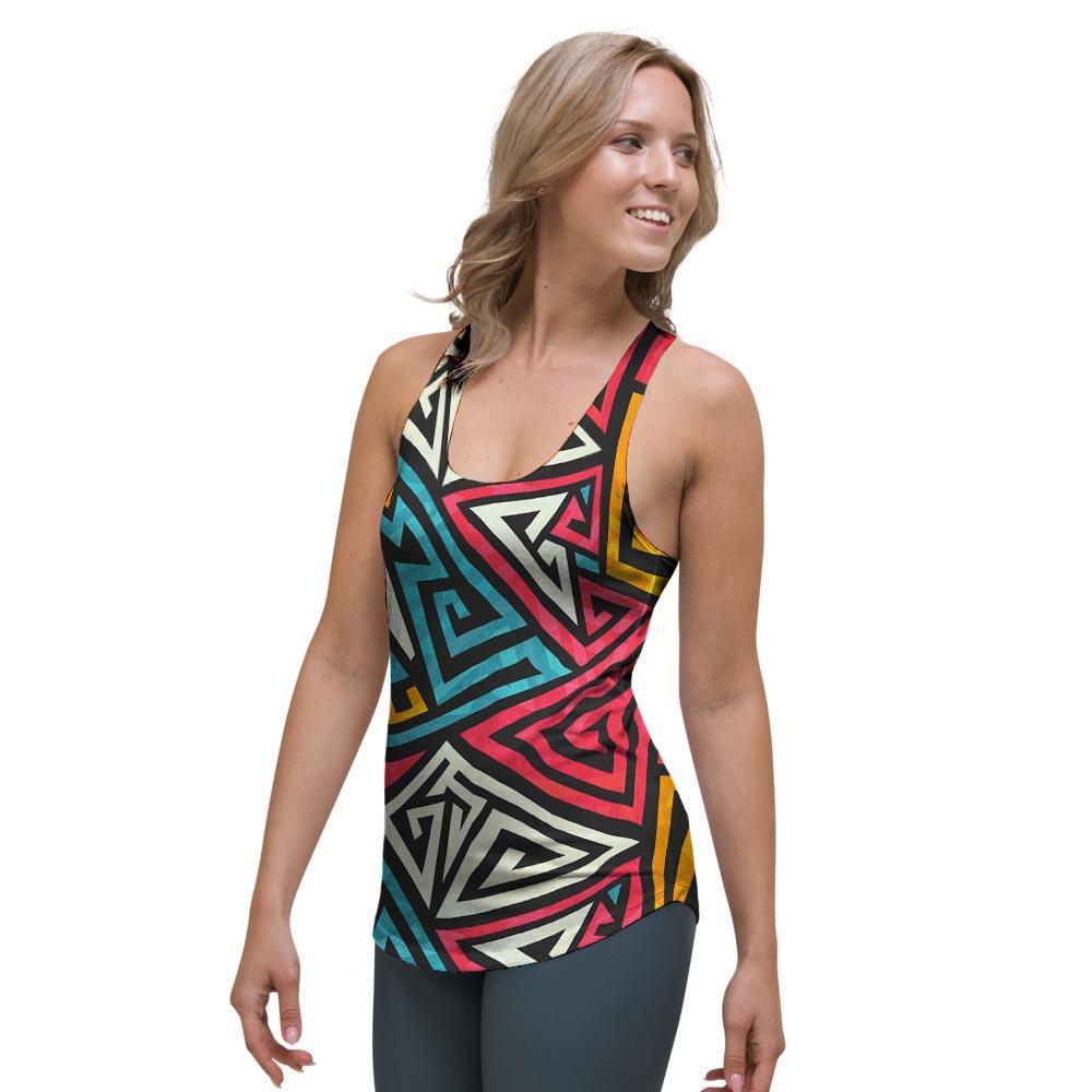 Graffiti geometric seamless pattern Women's Racerback Tank Top-grizzshop