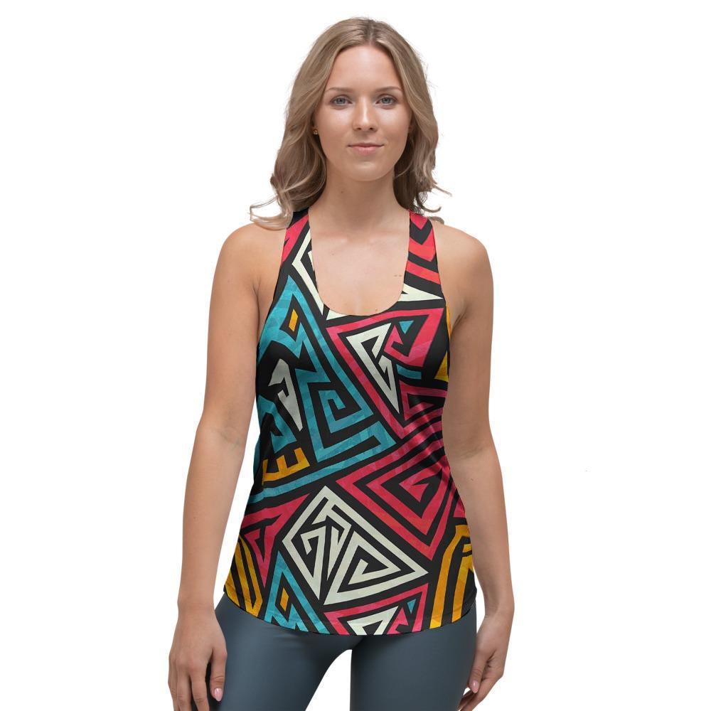 Graffiti geometric seamless pattern Women's Racerback Tank Top-grizzshop