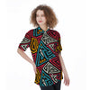 Graffiti geometric seamless pattern Women's Short Sleeve Shirts-grizzshop