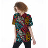 Graffiti geometric seamless pattern Women's Short Sleeve Shirts-grizzshop