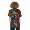 Graffiti geometric seamless pattern Women's Short Sleeve Shirts-grizzshop