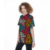 Graffiti geometric seamless pattern Women's Short Sleeve Shirts-grizzshop