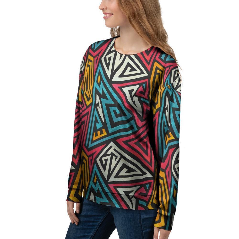 Graffiti geometric seamless pattern Women's Sweatshirt-grizzshop