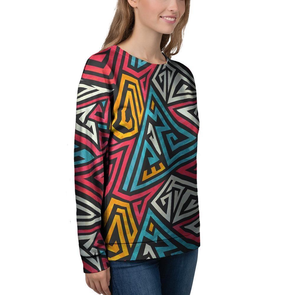 Graffiti geometric seamless pattern Women's Sweatshirt-grizzshop