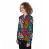 Graffiti geometric seamless pattern Women's Zip Up Hoodie-grizzshop