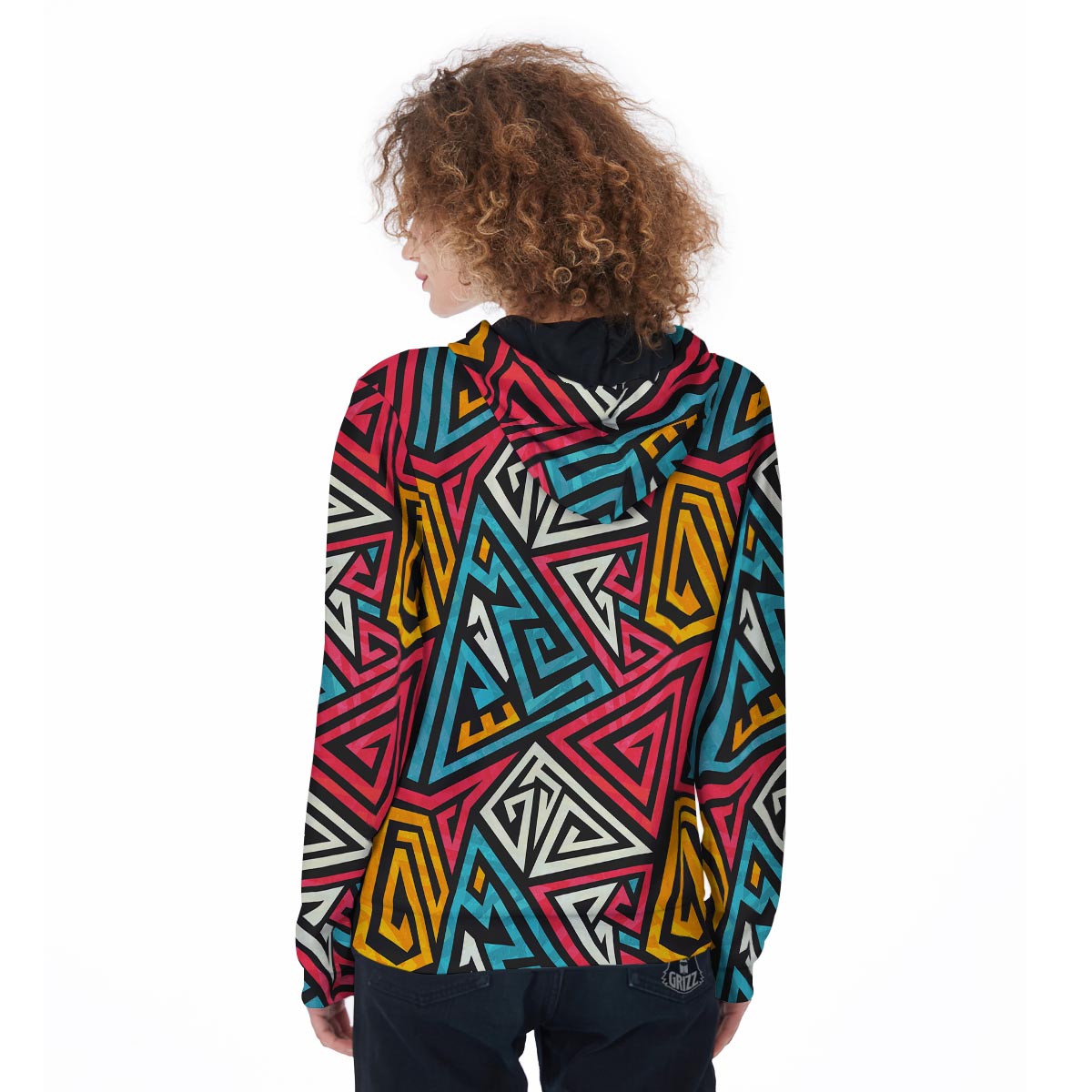 Graffiti geometric seamless pattern Women's Zip Up Hoodie-grizzshop