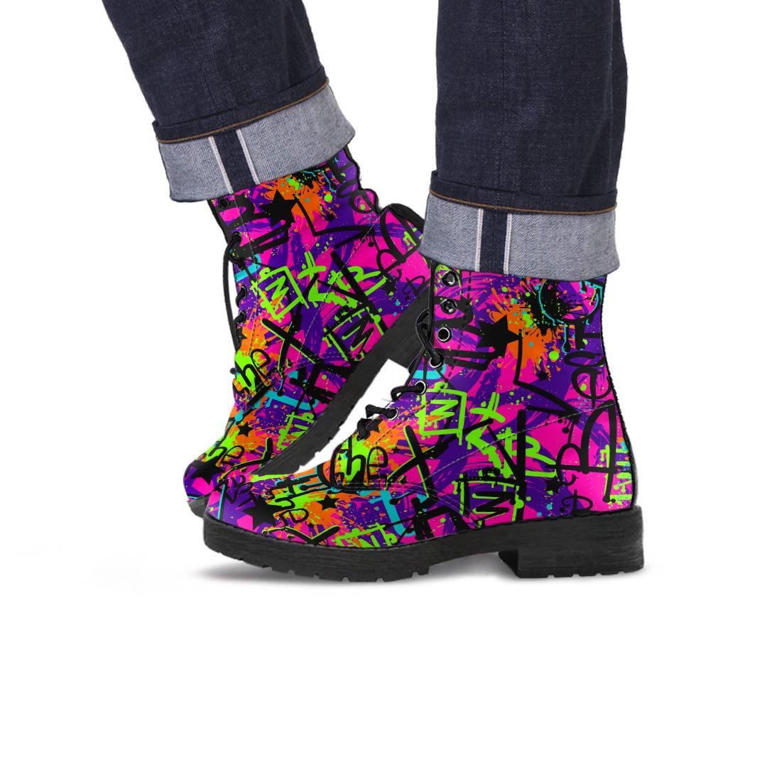 Graffiti Airbrush Print Men's Boots-grizzshop