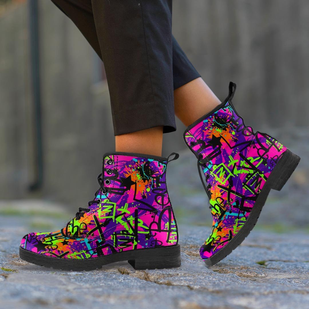 Graffiti Airbrush Print Men's Boots-grizzshop