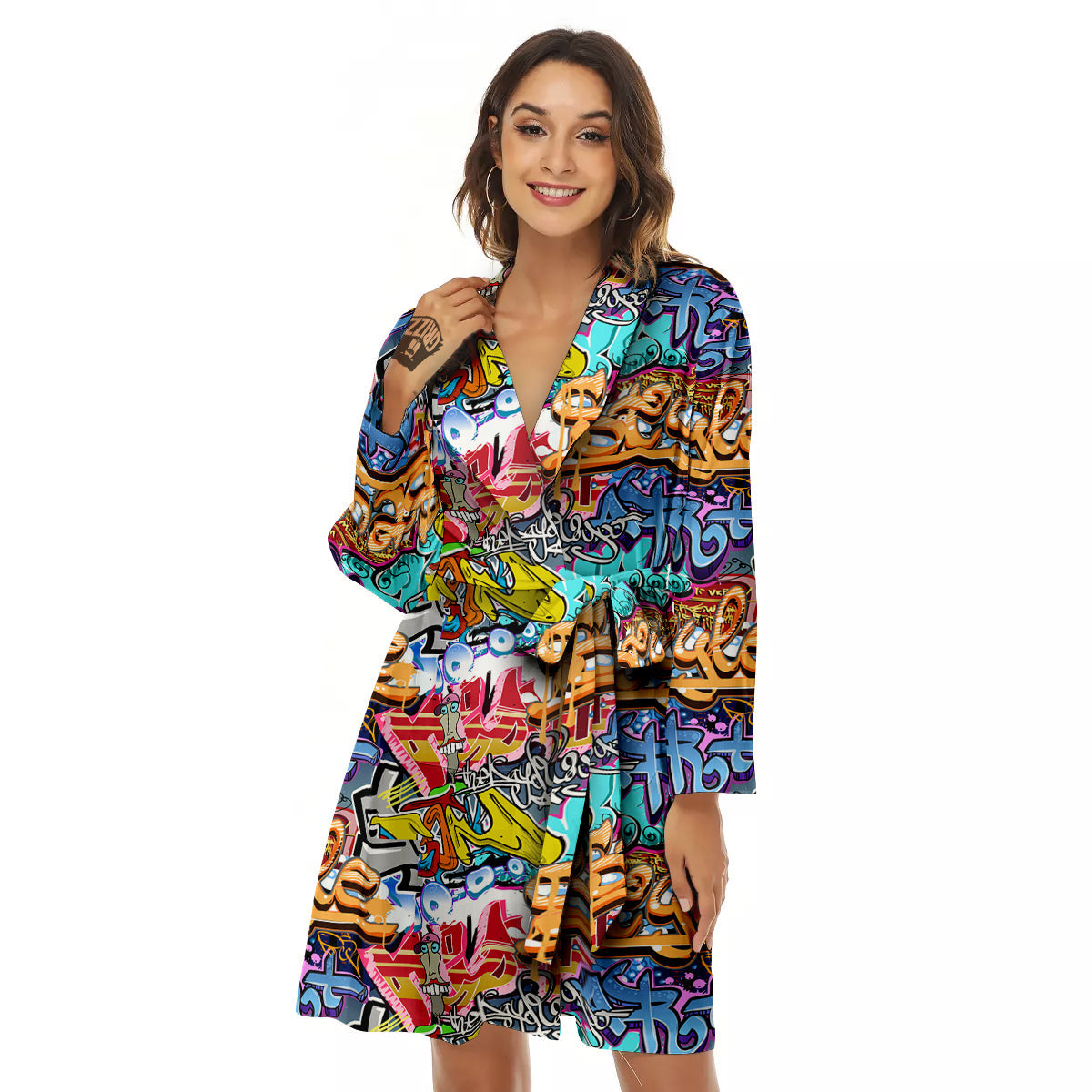 Graffity Street Art Print Pattern Women's Robe-grizzshop