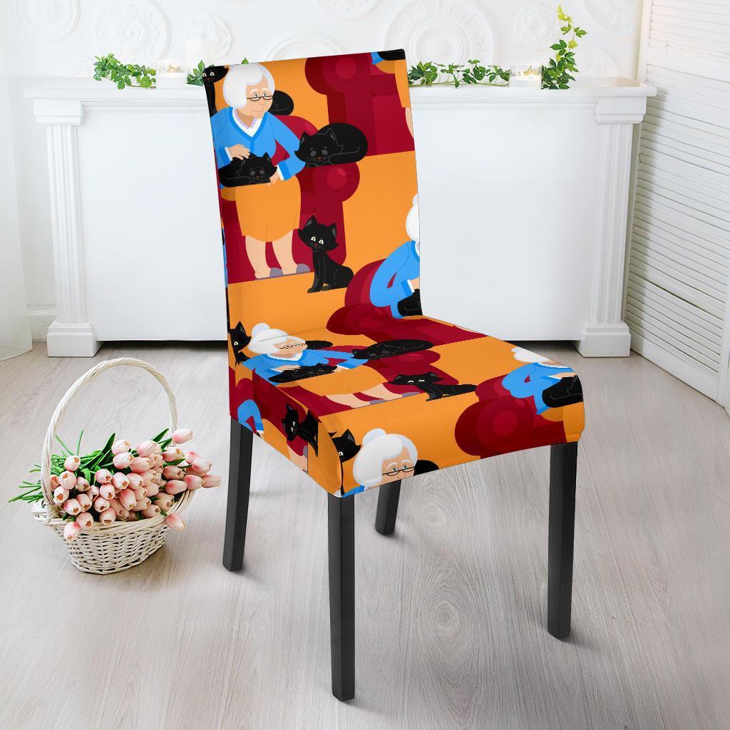 Grandma Nana Cat Pattern Print Chair Cover-grizzshop