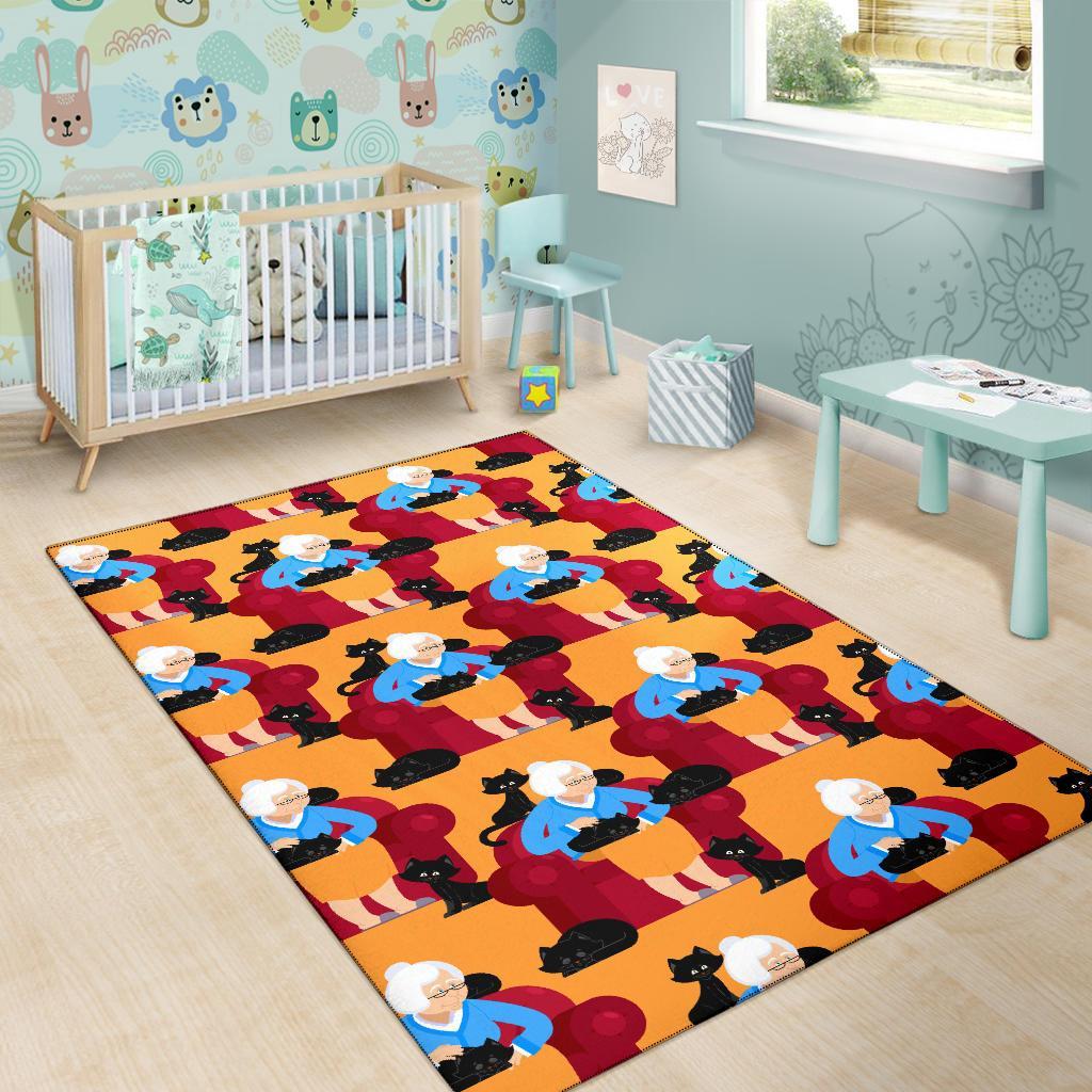 Grandma Nana Cat Pattern Print Floor Mat-grizzshop