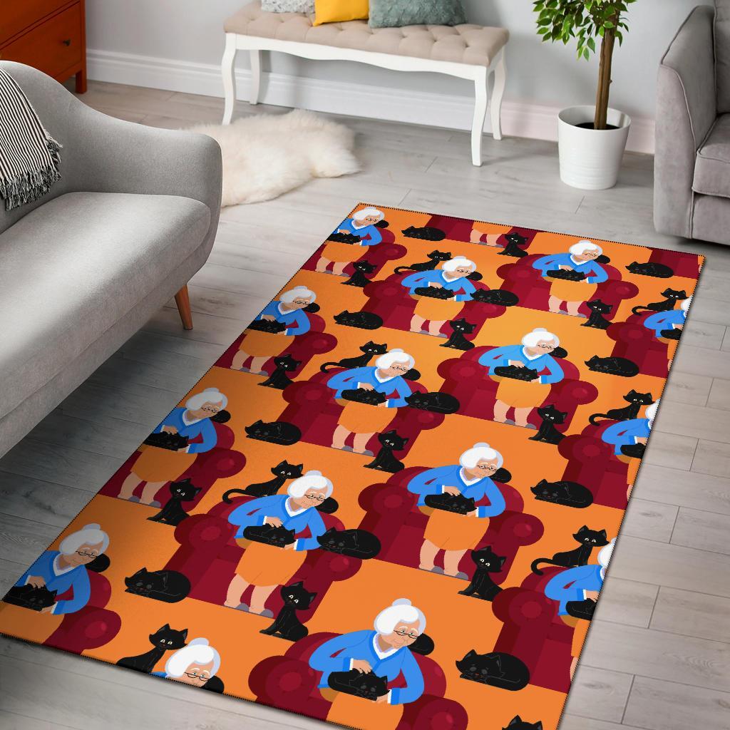 Grandma Nana Cat Pattern Print Floor Mat-grizzshop