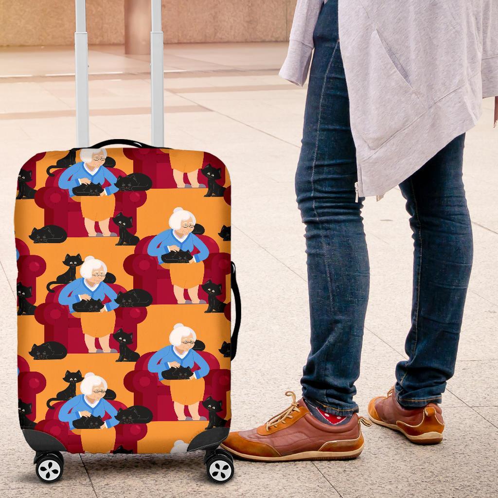 Grandma Nana Cat Pattern Print Luggage Cover Protector-grizzshop