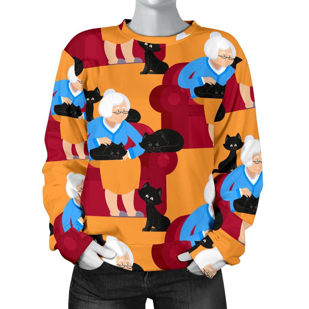 Grandma Nana Cat Pattern Print Women's Sweatshirt-grizzshop