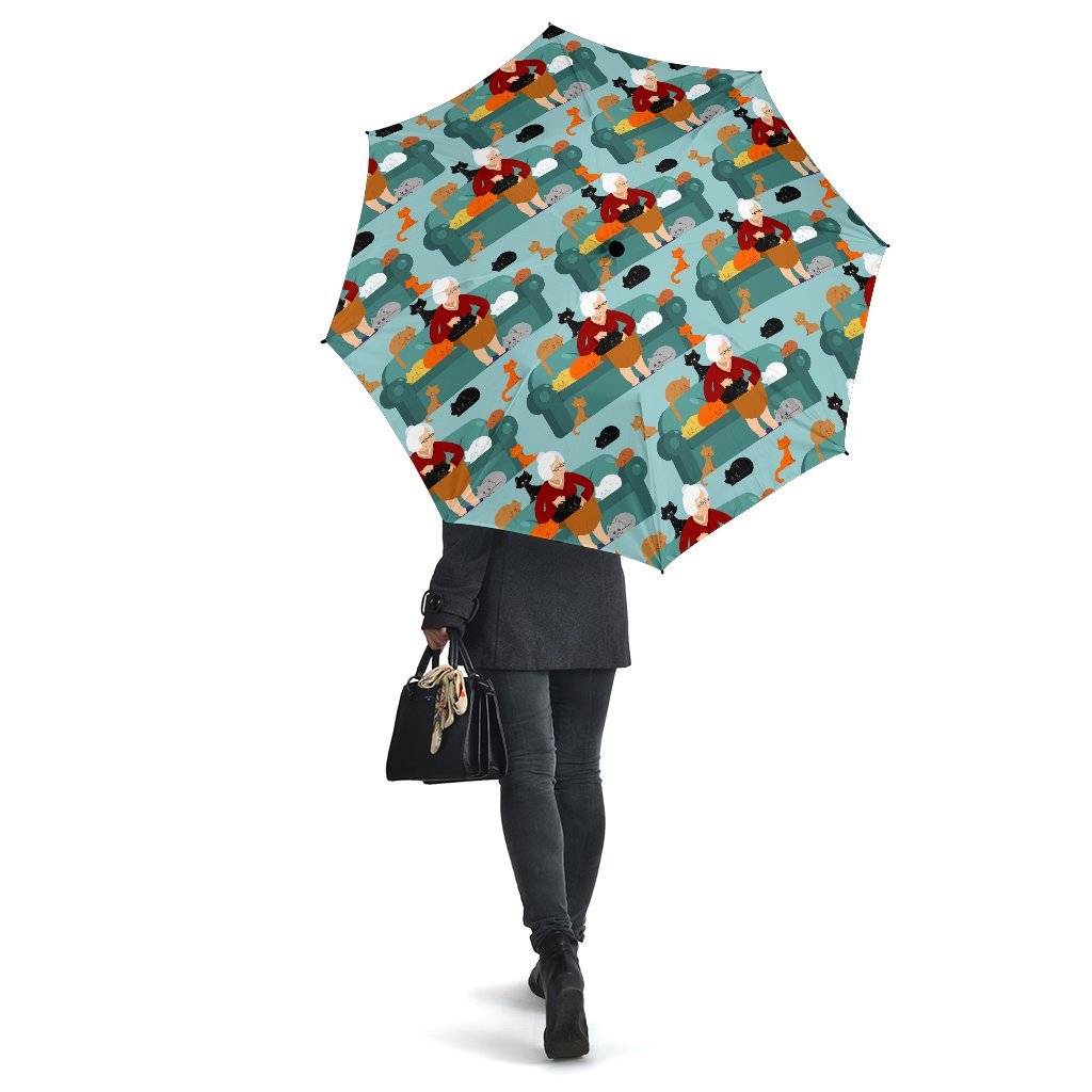 Grandma Nana Pattern Print Automatic Foldable Umbrella-grizzshop