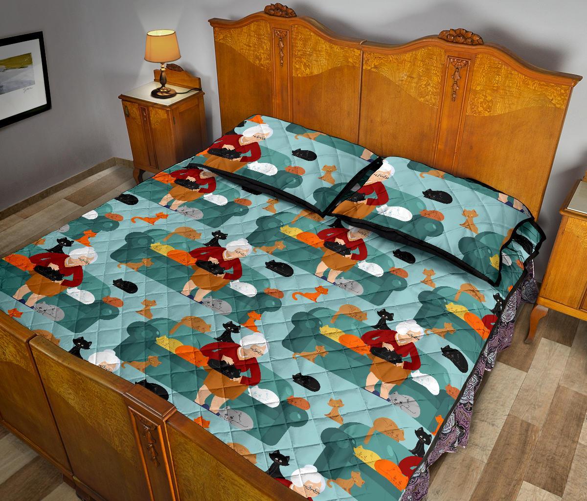 Grandma Nana Pattern Print Bed Set Quilt-grizzshop