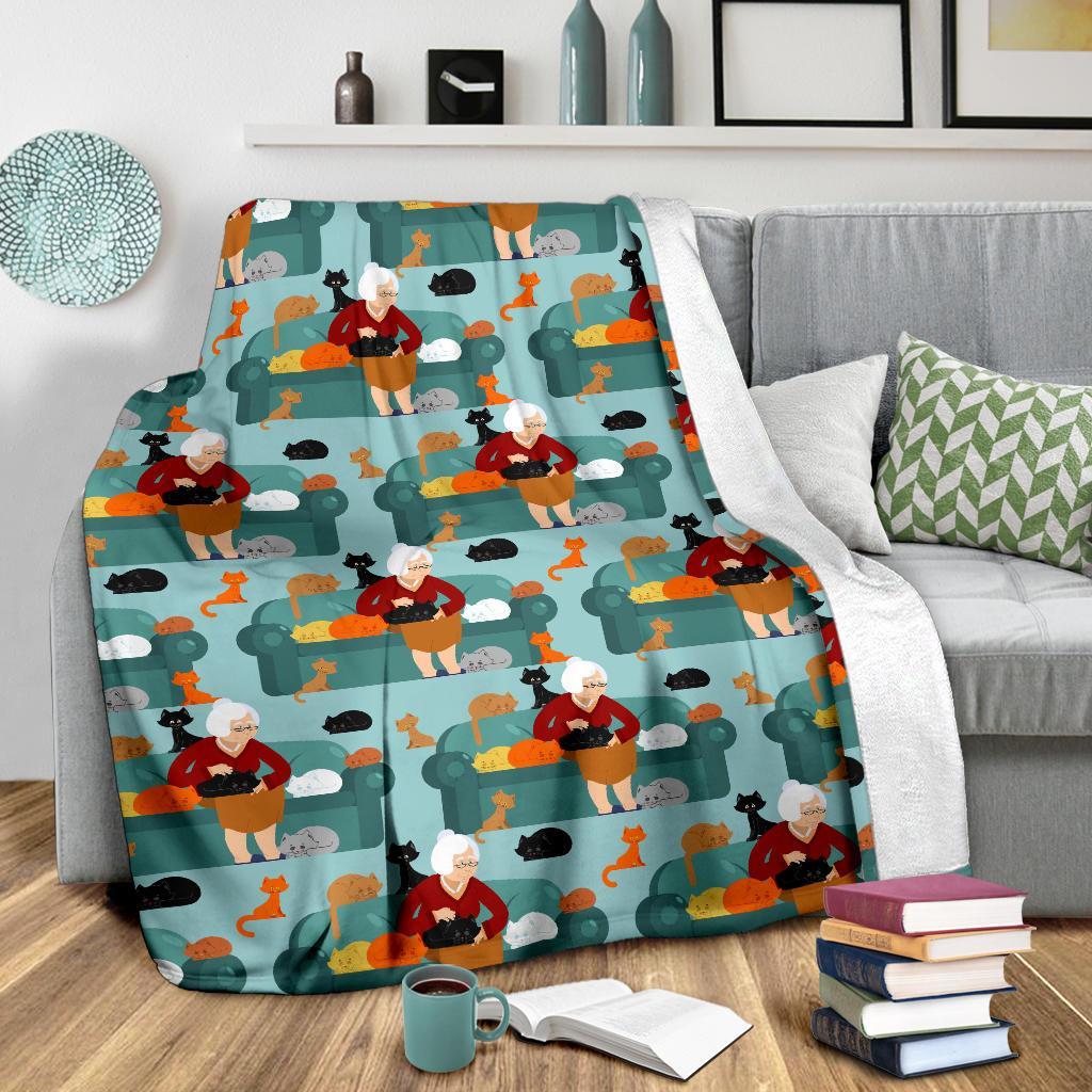 Grandma Nana Pattern Print Blanket-grizzshop