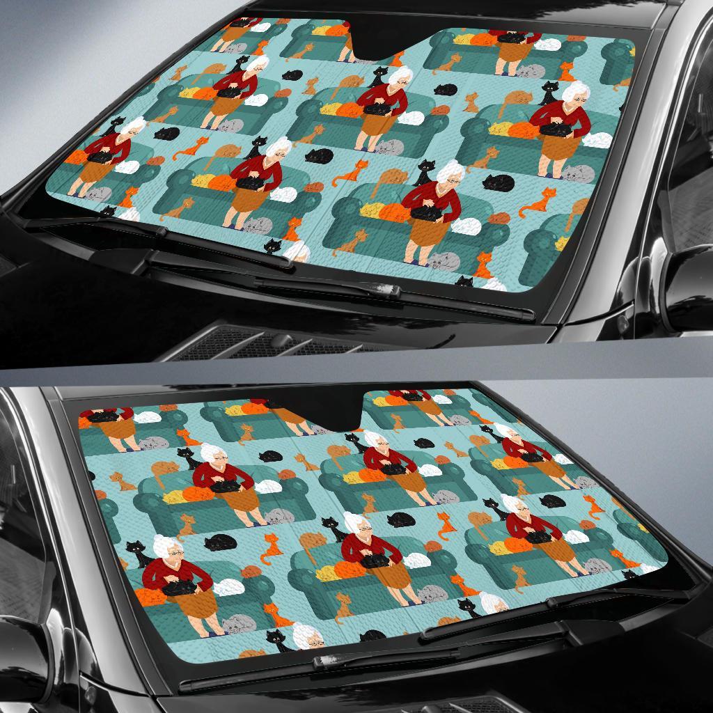 Grandma Nana Pattern Print Car Sun Shade-grizzshop