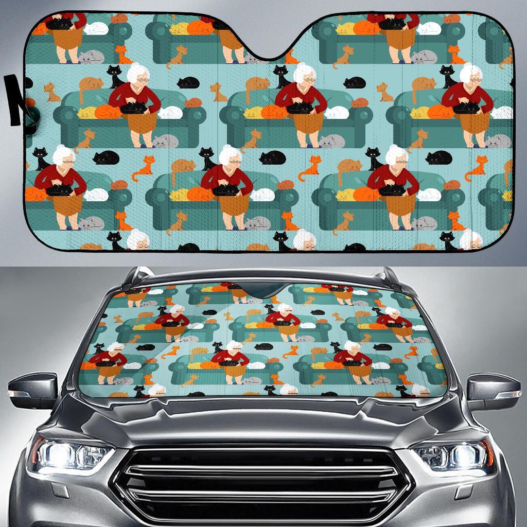Grandma Nana Pattern Print Car Sun Shade-grizzshop