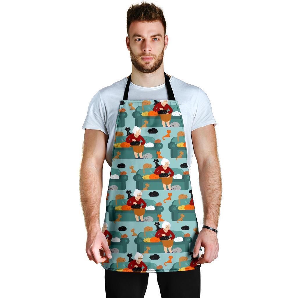 Grandma Nana Pattern Print Men's Apron-grizzshop