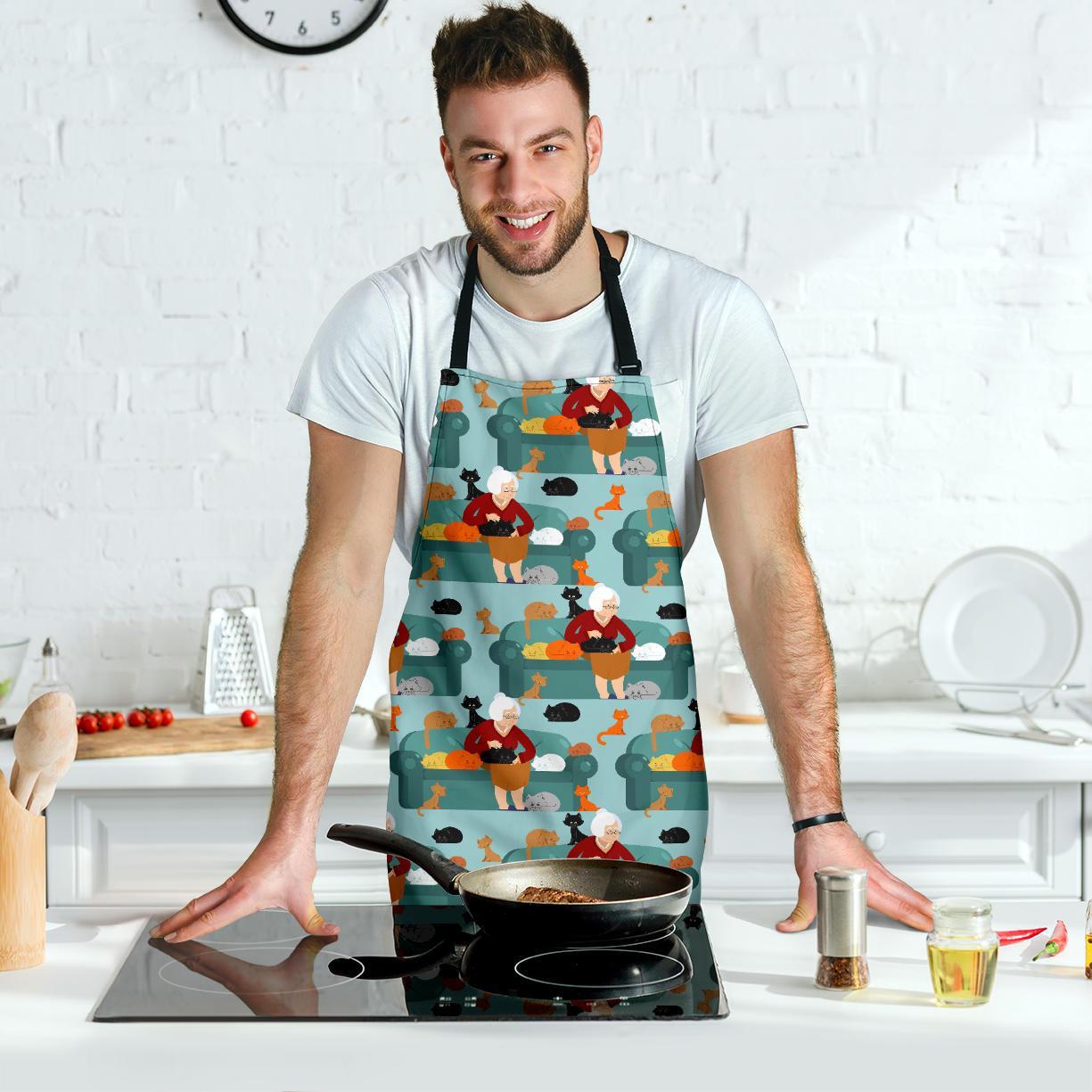 Grandma Nana Pattern Print Men's Apron-grizzshop