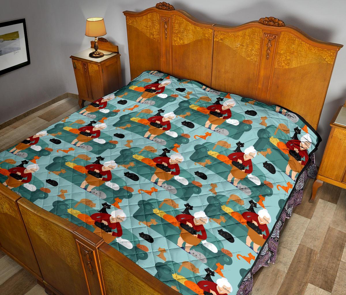 Grandma Nana Pattern Print Quilt-grizzshop